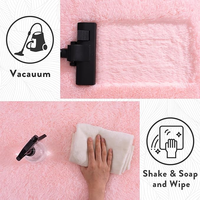 Round Pink Rug for Bedroom, 6 ft Circle Area Rugs for Living Room, Soft Fluffy Shag Carpet for Girls Teen Nursery Room Dorm Home Decor Aesthetic