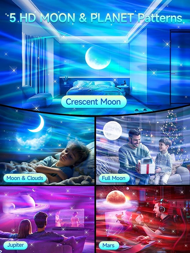 Northern Lights Projector,300+Lighting Modes Galaxy Projector for Bedroom,15 White Noise&Bluetooth Galaxy Projector for Bedroom,Remote+Timer Moon Star Projector Galaxy Light,Valentine's Day Gifts