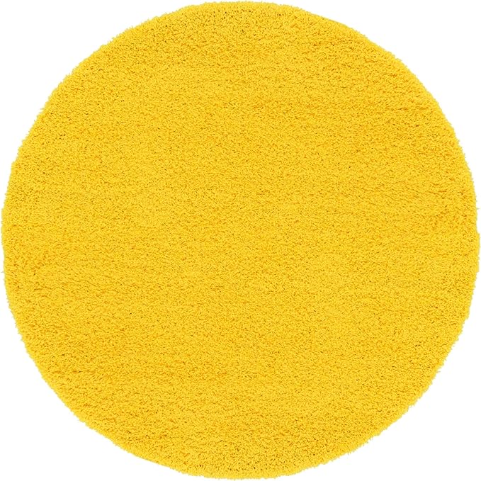 Unique Loom Solid Shag Collection Area Rug (6' 1" Round, Tuscan Sun Yellow)