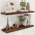 40 Inch Floating Shelves for Wall, 9.3 Inch Deep Shelves for Books & Decor, Wall-Mounted Floating Shelf 40 Inch Long Set of 2, Rustic Wooden Shelf for Living Room, Bedroom, Kitchen, Rustic Brown