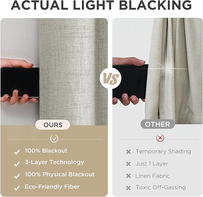 Joydeco Light Beige Total Blackout Room Divider Curtains, Extra Wide Sliding Door Drapes Living Room Curtains, 1 Panel 100W x 84L Inch Patio Door Drapes for Room Privacy