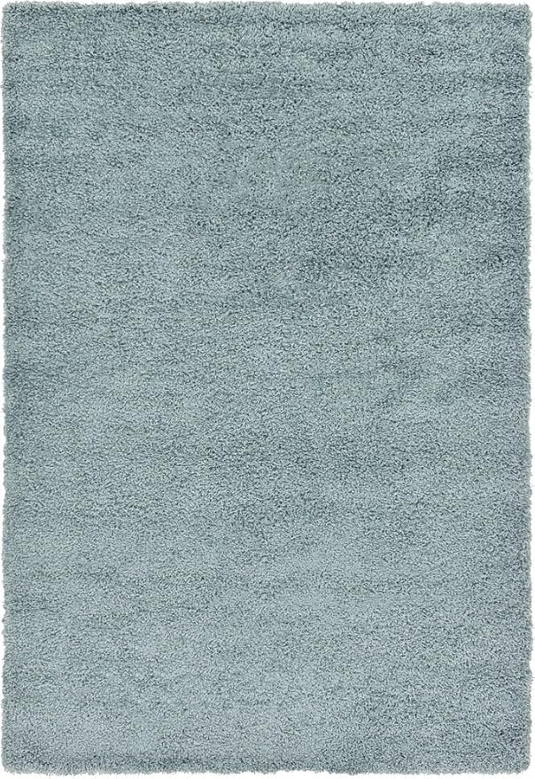 Unique Loom Solid Shag Collection Area Rug (6' 1" x 9' Rectangle, Light Slate Blue)