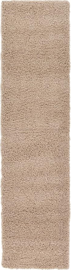 Unique Loom Solid Shag Collection Area Rug (2' 7" x 10' Runner, Taupe)