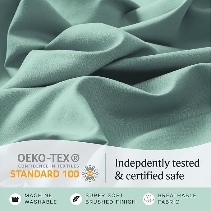 LuxClub 5 PC Split King Sheet Set, Deep Pockets Wrinkle Free Cooling Bed Sheets Hotel Bedding for Women, Men, Includes 2 Fitted Sheet, 1 Flat Sheet and 2 PillowcasesSoft Light Teal