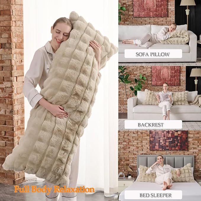 Full Body Pillow 20x54 Inch,Memory Foam Pregnancy Pillow for Side Sleepers,Orthopedic Back Support Maternity Pillow for Women (with Removable Cover)-Taupe Chocolate