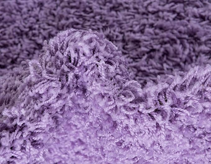 Unique Loom Solid Shag Collection Area Rug (6' 1" x 9' Rectangle, Lilac)