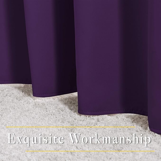 NICETOWN Blackout Curtain Panels 95" L - Window Treatment Energy Saving Thermal Insulated Solid Grommet Blackout Drapes for Living Room (Royal Purple, 1 Pair, 80 by 95-Inch)
