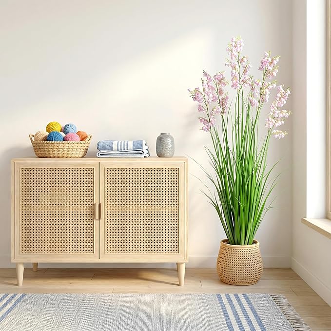Green Onions Home Decor Fake Plants Lily of The Valley Snake Plant Home DéCor Accents Artificial Grass Room Decor Artificial Plants Indoor Artificial Grass 47" 2PCS（Pink）