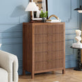 43" 5 Drawer Dresser Tall Dresser Organizer TV Drawer Cabinet Modern Wood Storage Cabinet, Modern Wood Storage Cabinet for Bedroom, Hallway, Entryway, Walnut