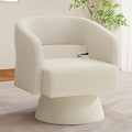 Swivel Accent Chair, Modern Comfy Chenille Barrel Chairs, Oversized Upholstered Round Arm Chair for Living Room, Bedroom, Reading Room, Beige, 1 PCS