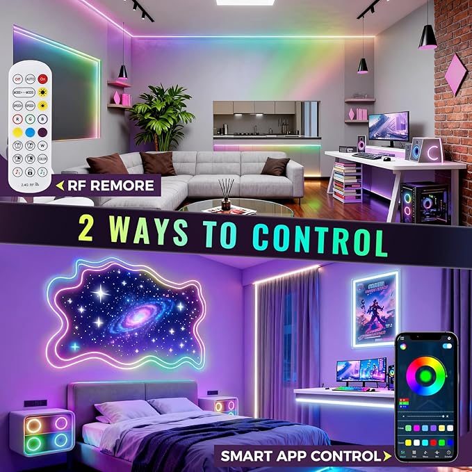 40FT RGB+IC COB LED Strip Lights, Bright Dream Color COB LED Light Strip with App & Remote Control, Color Changing, Music Sync, Dimmable for Bedroom, Kitchen, Gaming Room Home Decor （1 Roll）