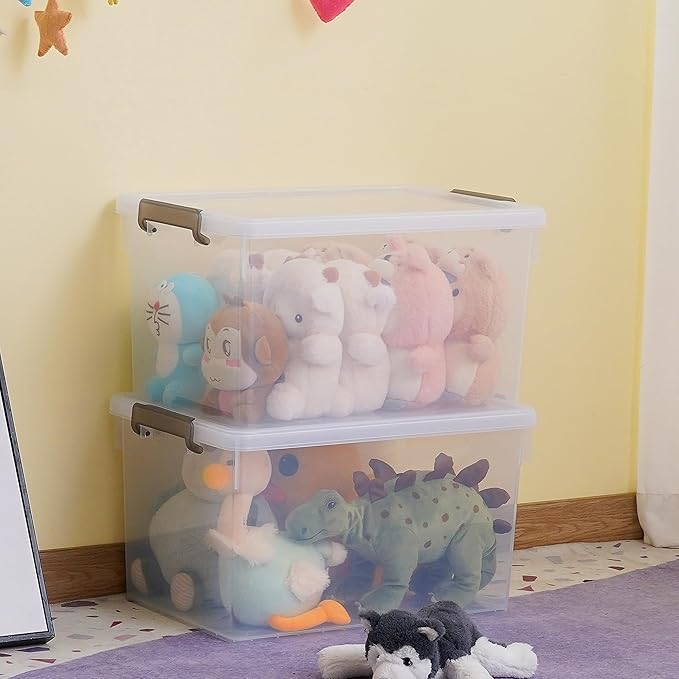 Citylife 48 Qt. Plastic Storage Bins with Lids Large Stackable Storage Containers for Organizing Clear Durable Storage Box, 4 Pack