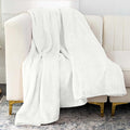 Nicole Miller Oversized Plush Fleece Throw Blanket – Ultra Soft, Lightweight & Cozy – 60" x 70" Warm Flannel Blanket for Couch, Bed & Travel – Machine Washable (Off White-Ivory)