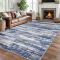 8x10 Modern Abstract Area Rug for Bedroom, Navy Blue Gray Neutral Multi Large Super Soft Washable Rugs with Non-Slip, Non-Shedding Carpet for Living Room, Indoor Door Mat For Office Home Décor