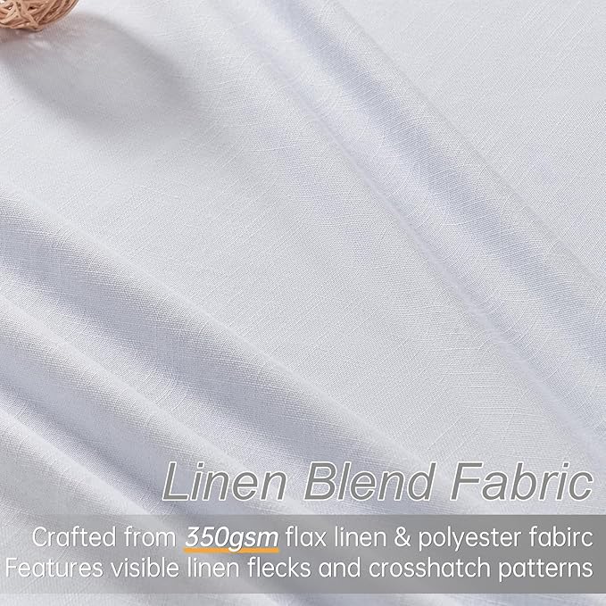 Topfinel White Extra Long Total Blackout Linen Curtains 108 Inches Long for Living Room Large Window with Hooks Rings, Pinch Pleated Cold Blocking Acoustic Heavy Ivory Track Curtains 2 Panels 9 FT