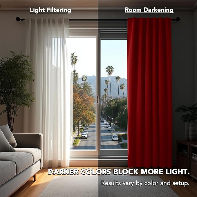 Deconovo Blackout Curtains Back Tab and Rod Pocket Thermal Insulated Room Darkening Curtains for Kitchen Window 52Wx54L Inch True Red