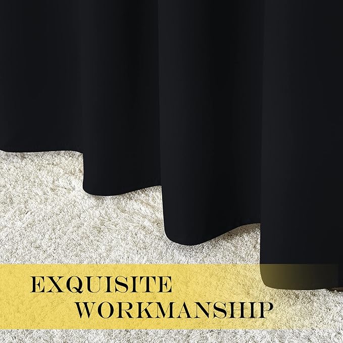 NICETOWN Black Out Curtain for Bedroom 102 inches Long, Grommet Thermal Insulated Light Blinds Room Darkening Window Treatment for Boys Room, 1 Panel, W52 x L102, Black