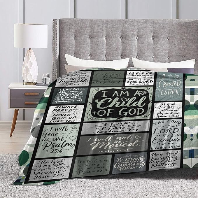 Christian Throw Blanket for Couch, Inspirational Gift for Women, Soft Plush Flannel Blanket, 30"x 40" Thoughts and Prayers Blankets for Bedroom Sofa Living Room Christmas Halloween Decoration