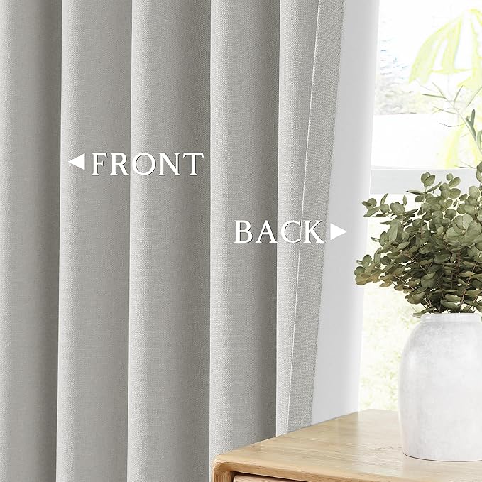ChrisDowa 100% Blackout Light Grey Solid Curtains 84 Inches Long 2 Panels for Bedroom Living Room,Farmhouse Room Darkening Thermal Insulated Soundproof Grommet Top Window Treatment Drapes,52x84
