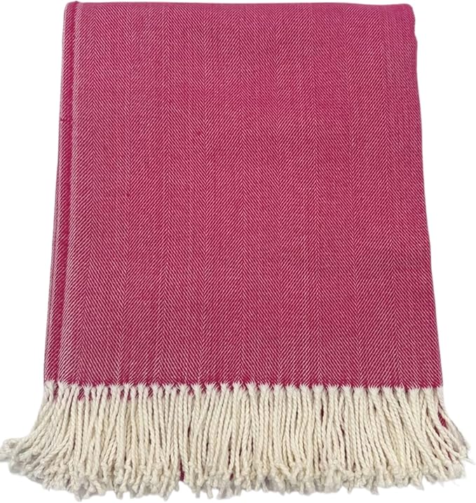 Alashan Cotton Acrylic Adirondack Herringbone Woven Throw (Watermelon)