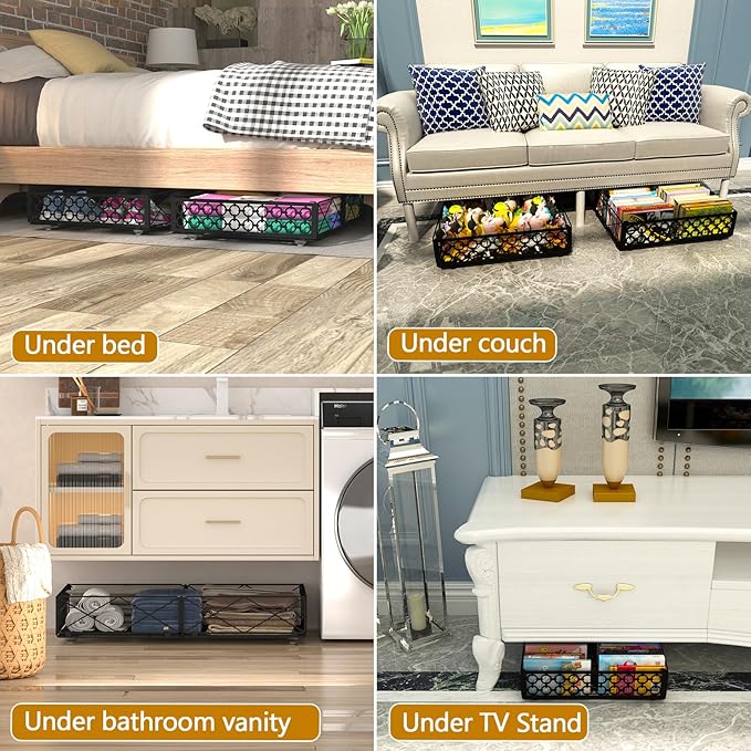 NADAMOO Under Bed Storage with Wheels, 1 Pack Rolling Under Bed Storage Containers, Foldable Metal Under the Bed Organizer Bins for Bedroom Clothes Shoes Blankets | with Wheels, 1 Pack, Rolling, Foldable, for Bedroom, Clothes