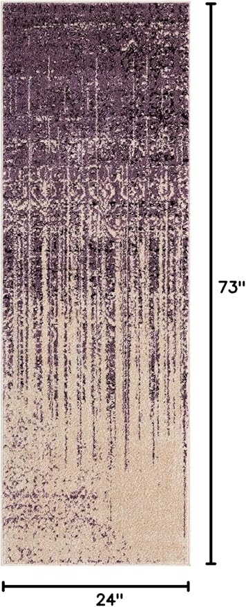 Unique Loom Del Mar Collection Area Rug - Jennifer (2' x 6' 1" Runner, Purple/ Ivory)
