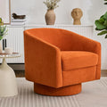 Swivel Barrel Accent Chair, Round Chenille Fabric Living Room Arm Chairs, Modern Upholstered Comfty Reading Nook Chairs for Bedroom, Small Club Armchair, Single Sofa Side Chair, Orange