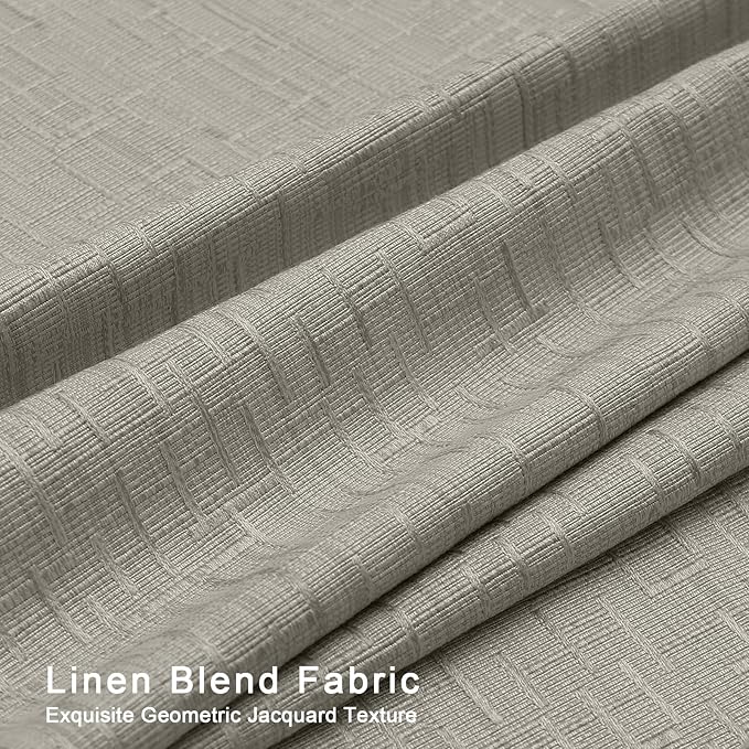Jacquard Linen Curtains 72 inch Length 2 Panels Thick Faux Linen Blended Window Drapes Burlap Textured Curtains with Grommet for Living Room Bedroom Farmhouse (52x72 Light Khaki) Natural