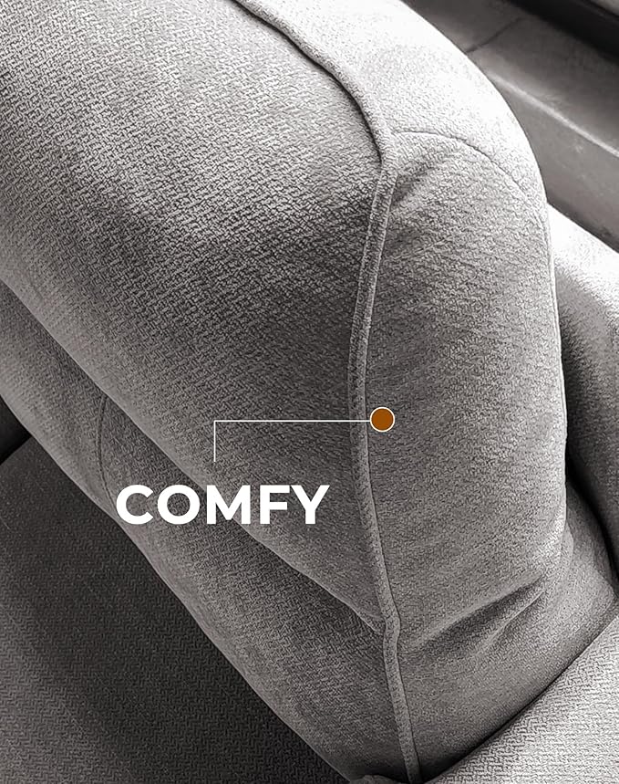 88.97" Modern Sofa Couches for Living Room, Deep Seat Sofas with 8”Cushion, Comfy 2-Seater Chenille Loveseat with Convertible Armrest, Removable Sofa Cover, High Leg(Light Gray)