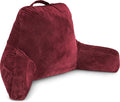 Husband Pillow Maroon, Original Reading Pillow in Bed Rest Chair, Shredded Memory Foam Large Lounge Cushion Adult Backrest with Arms, Comfy Back Support for Sit Sitting Up, Washable/Removable Cover