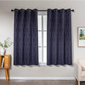 Amazon Basics Jacquard 2-Piece 100% Blackout Curtains, Living Room and Bedroom Drapes, Thermal Insulated Window Treatment, 52"x63", Dark Blue