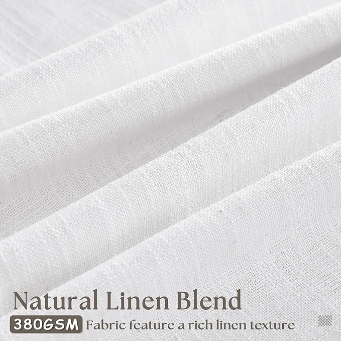 Thick Linen White Curtains 90 Inches Long for Living Room Bedroon Aesthetic Pinch Pleated Drapes with Hooks Rings Back Tab Light Filtering Semi Sheer Ceiling Floor Custom Made Memory Trained Curtain