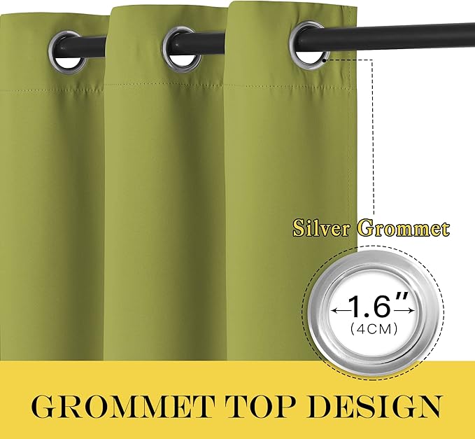 NICETOWN Blackout Sliding Door Curtains 84 Inch Length, Extra Wide Room Divider Grommet Energy Saving Thermal Insulated Curtain for Patio Door Window(W80 x L84, 1 Panel, Fresh Green)