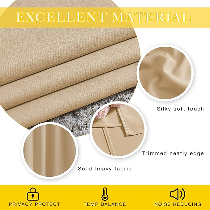 NICETOWN Sliding Door Curtain for Living Room, Blackout Patio Curtain & Drape Privacy Thermal Insulated Window Treatment for French/Patio Door (1 Panel, Biscotti Beige, W80 x L90)