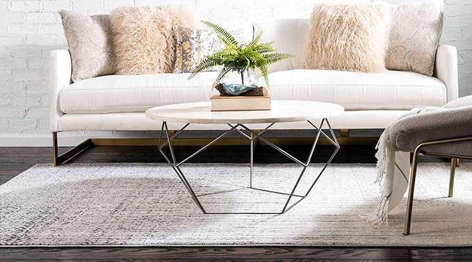 Unique Loom Del Mar Collection Area Rug - Jennifer (5' 1" x 8' Rectangle, Gray/ Black)