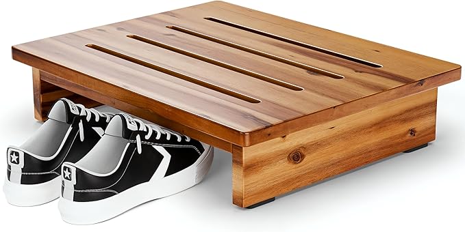 Holana 3.5in Height Wooden Step Stool for Adults (Fully Assembled) - 500 Lbs One Step Stools for High Bed Riser - Small Stepping Stool for Elderly, Seniors, Kid/Bathroom, Bed, Kitchen (Acacia Wood)