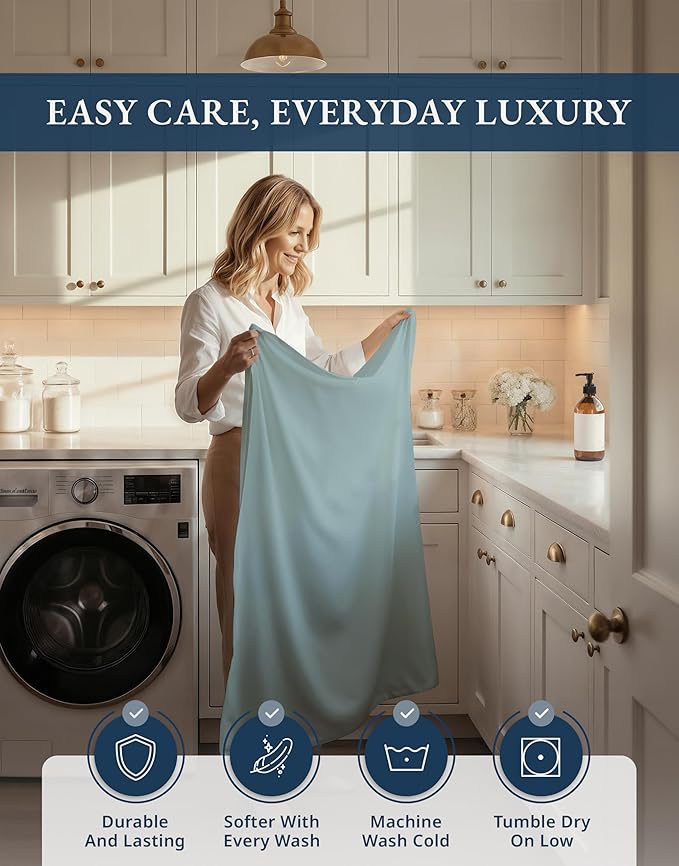 LANE LINEN 100% Egyptian Twin XL Sheets Set - 1000 Thread Count, Soft & Comfy Thick Fully Elasticized Mercerized Cotton Twin Extra Long Sheet Set, No Pill Fade Resistant Elegant Sheets - French Blue