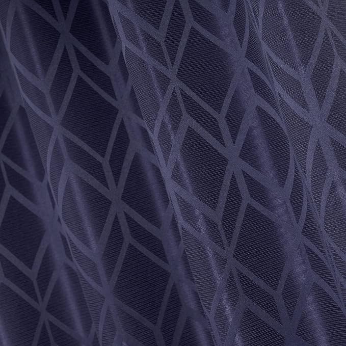 Amazon Basics Jacquard 2-Piece 100% Blackout Curtains, Living Room and Bedroom Drapes, Thermal Insulated Window Treatment, 42"x84", Dark Blue