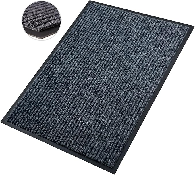 Front Door Mat,4'x8'Indoor Outdoor Door Mat,Heavy Duty Durable Welcome,Commercial Floor Mats Inside Outside Entrance, Waterproof All-Season, All-Weather Non Slip Backing Doormat for Entryway,Black