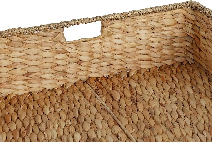 happimess BSK2015A Holden 30" Classic Costal Hand-Woven Hyacinth Wicker Under Bed Storage Basket with for Storage and Decoration in Bathroom, Bedroom, Closet, Entryway, Natural