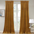 StangH Mustard Gold Velvet Curtains 92 inches Stylish Room Darkening Drapes for Living Room, Soft Thermal Insulated Curtains for Bedroom, Vibrant Home Decor, W52 x L92, 2 Panels