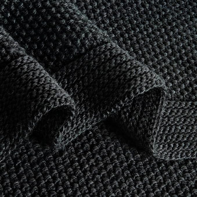 CozeCube Black Throw Blanket for Couch, Soft Cozy Cable Knit Throw for Bed Sofa Living Room, Lightweight Warm Decorative Farmhouse Christmas Blanket, 50"x60", Jet Black