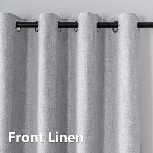 100% Blackout Curtains 72 Inch Length 2 Panels Set, Black Out Curtains for Living Room, Greyish White Thermal Insulated Grommet Drapes Bedroom Luxury Decor Privacy(37W × 72L inch, Greyish White)