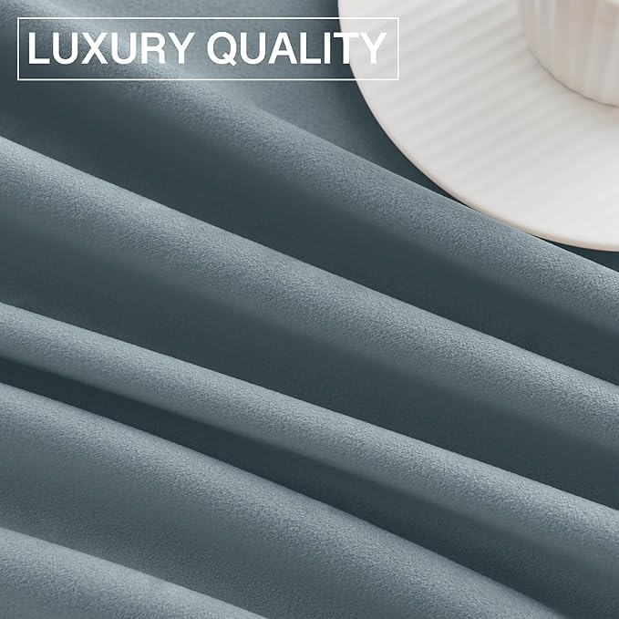 StangH Stone Blue Velvet Curtains 108 inches Length Super Soft Kids Bedroom Window Curtains Skin Friendly Light Dimming Drapes for Room Divider/Dining Room, W52 x L108, 2 Panels