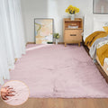 Pink Washable Fluffy Rug 5x7 Area Rugs for Bedroom Plush Faux Rabbit Shag Fur Rug for Living Room Nursery