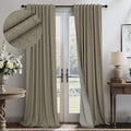 Pitalk Living Room Curtains 102 Inches Long for 103 Inch Tall Window Drape 100% Blackout Curtains for Bedroom Cold Weather Thermal Insulated Noise Reduction Curtain Farmhouse Style 2 Panels Dark Taupe