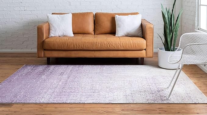 Unique Loom Del Mar Collection Area Rug - Jennifer (9' x 12' Rectangle, Purple/ Ivory)