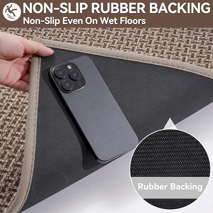 Indoor Door Mat 24"x72",Door Mat Indoor Entrance Dirt Resistant and Absorbent Non-Slip Rubber Backing Front Door Mats Washable Low-Profile Mats for Entryway, Inside Entrance Easy Clean Brown
