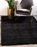 Unique Loom Solid Shag Collection Area Rug (4' 1" x 6' 1" Rectangle, Jet Black)