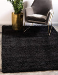 Unique Loom Solid Shag Collection Area Rug (8' x 11' Rectangle, Jet Black)
